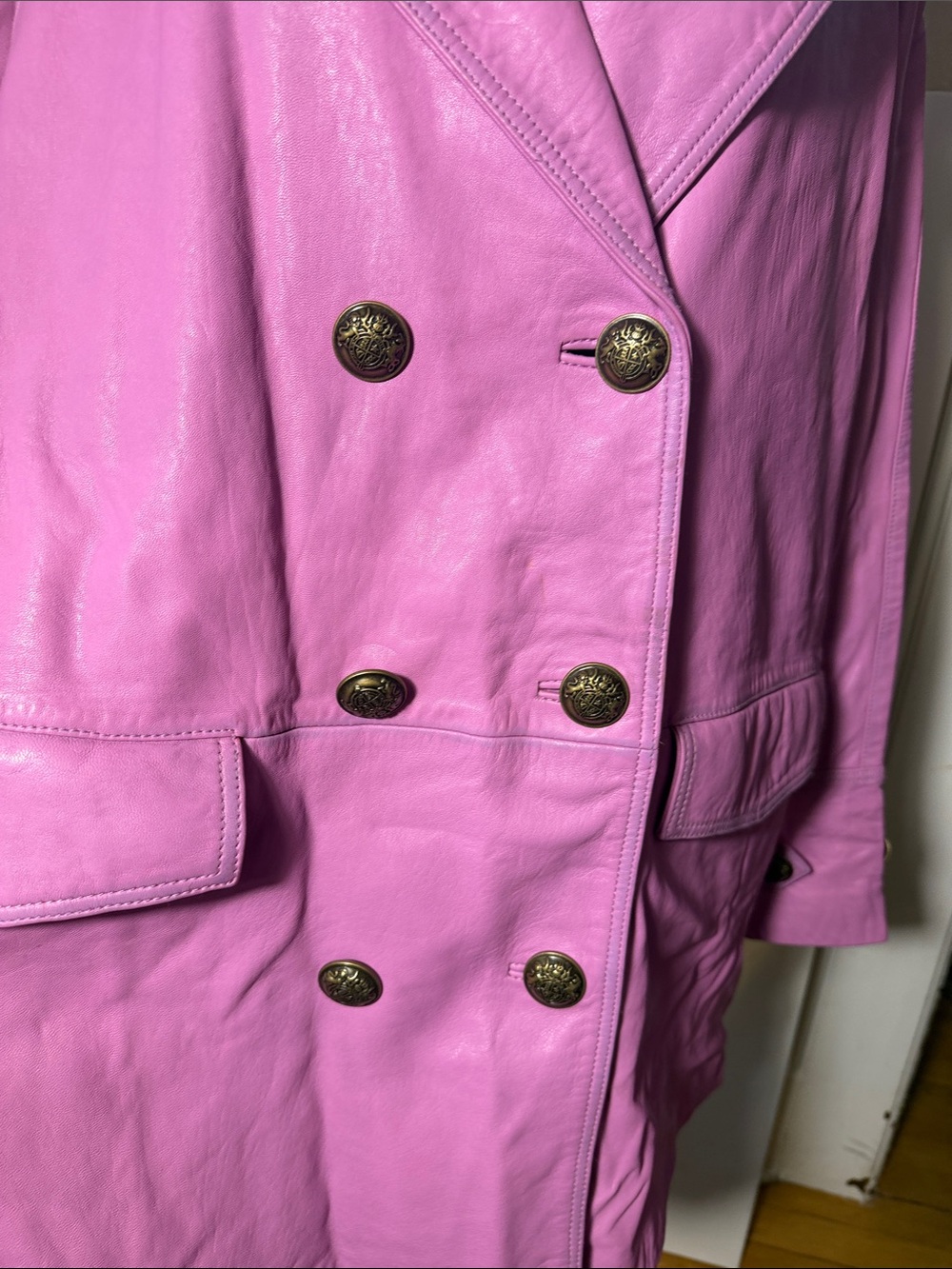 Free People We The Free Top Notch Leather Pea Coat large w slight defect - Picture 4 of 12